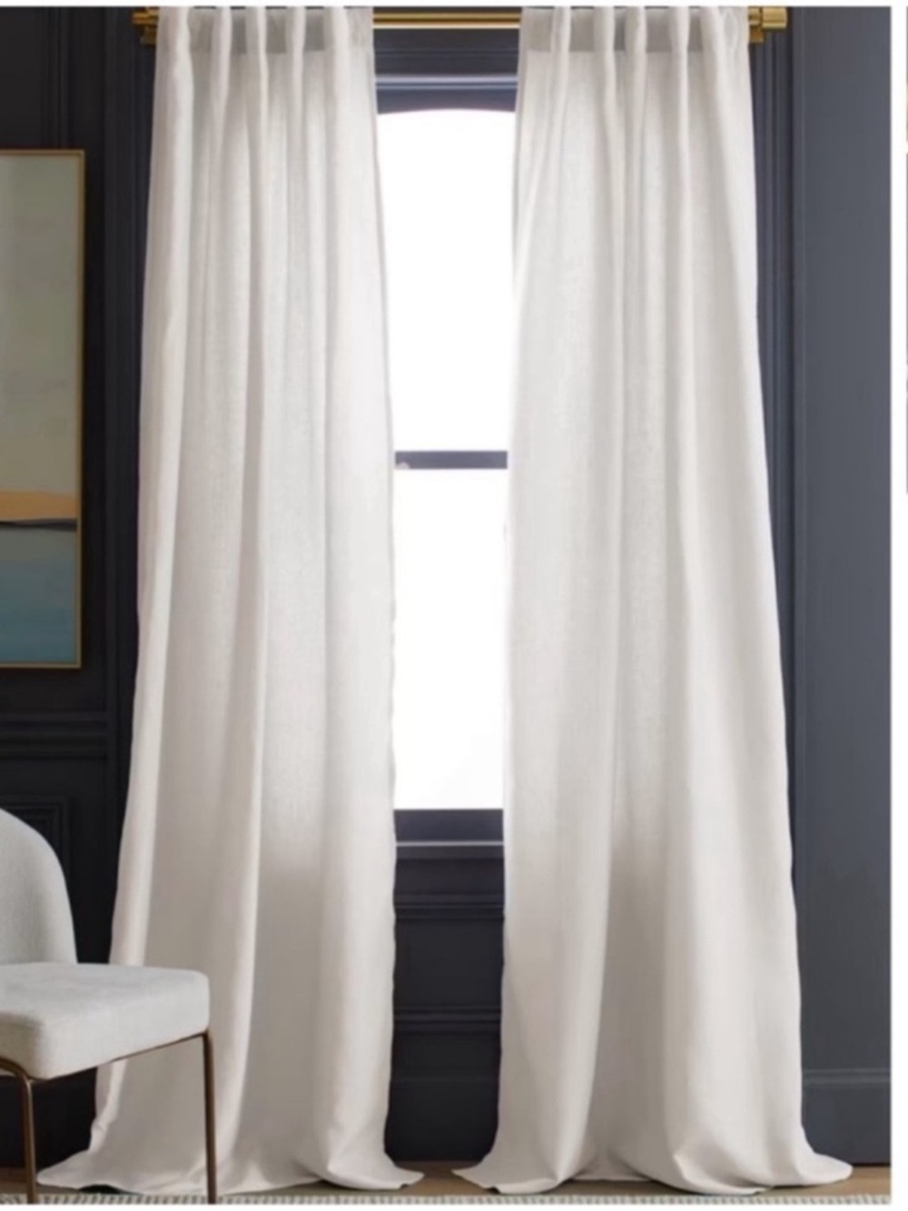 QUINCE Set Of 2 48x108 European Linen Curtains Cream 0363